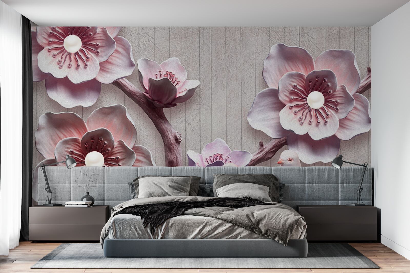 Fototapeten Weiche rosa Kirschknospen