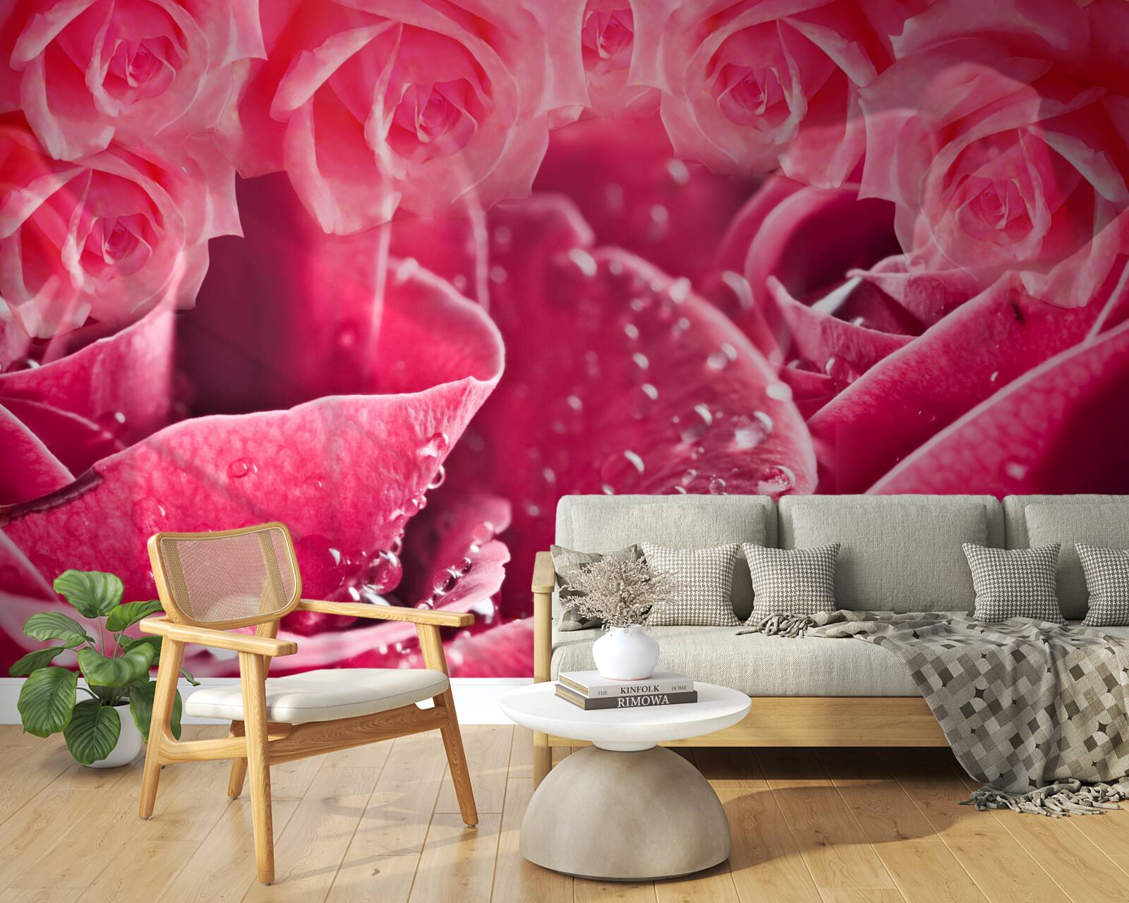 Fototapeten Rosa fällt für Rose ab