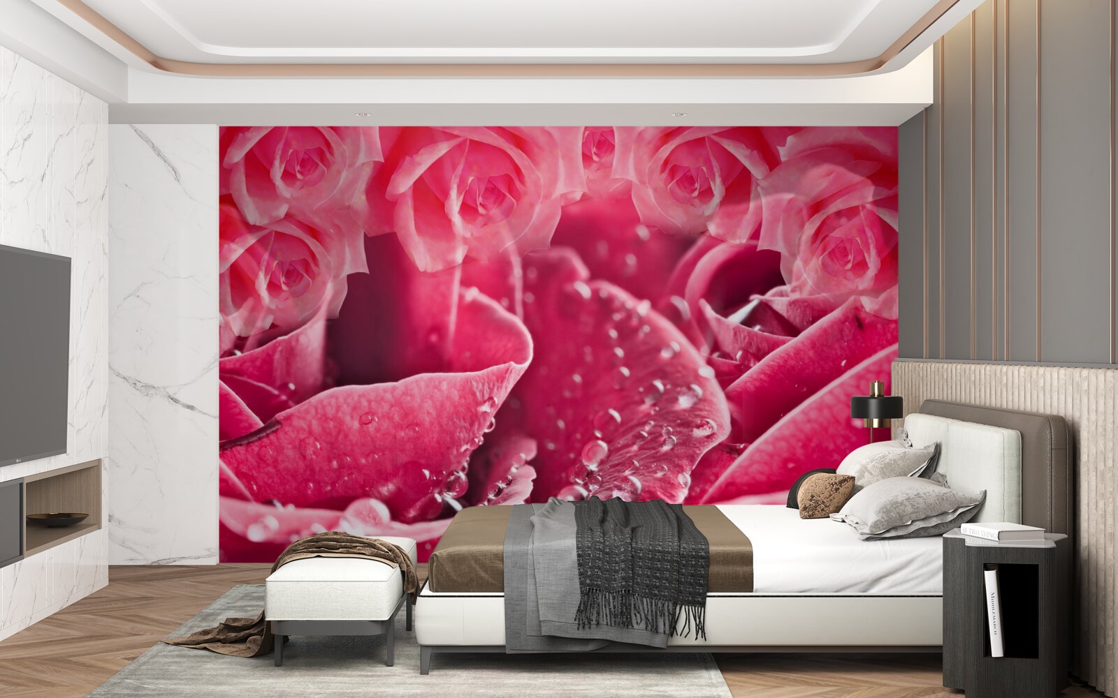 Fototapeten Rosa fällt für Rose ab