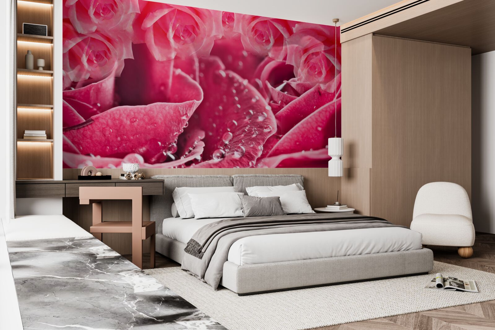 Fototapeten Rosa fällt für Rose ab