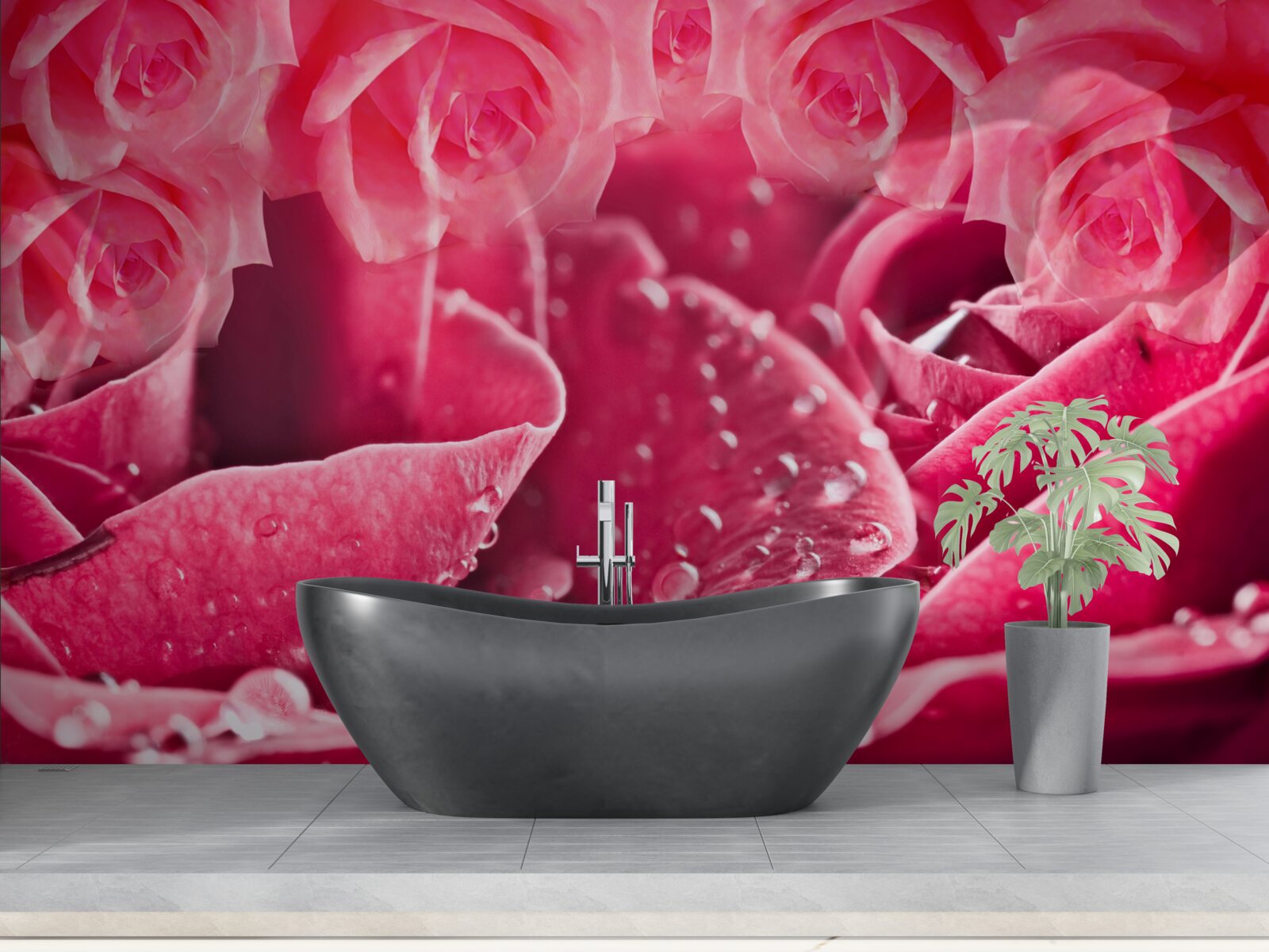 Fototapeten Rosa fällt für Rose ab