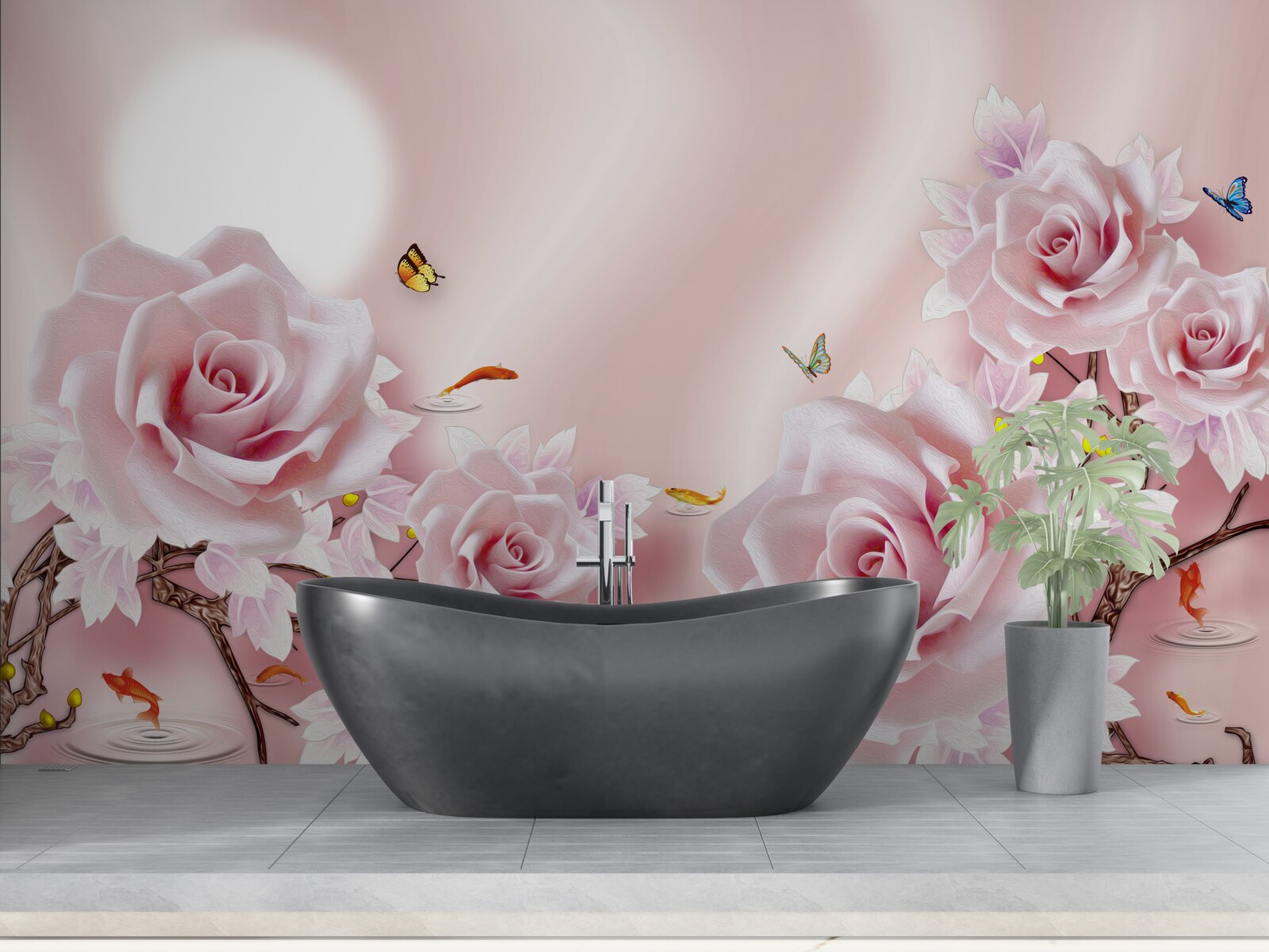 Fototapeten Ein Satz rosa Knospen auf einem seidigen rosa Hintergrund