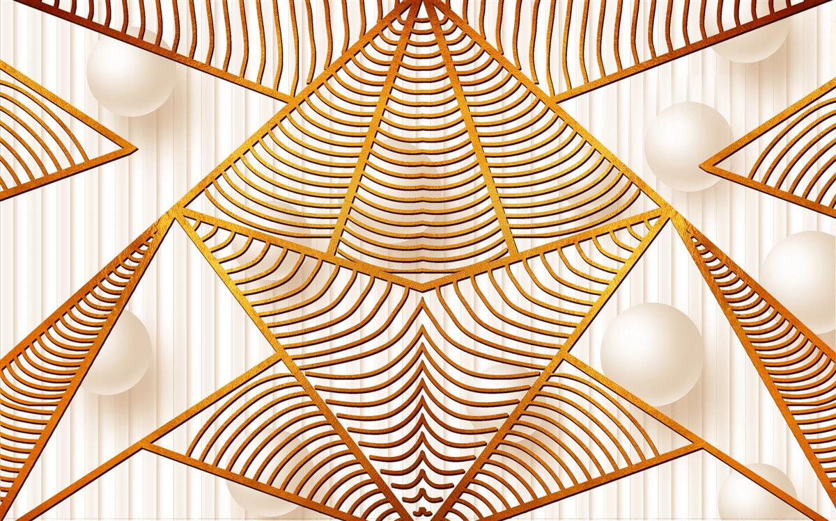 Fototapeten Goldenes Muster im geometrischen Stil