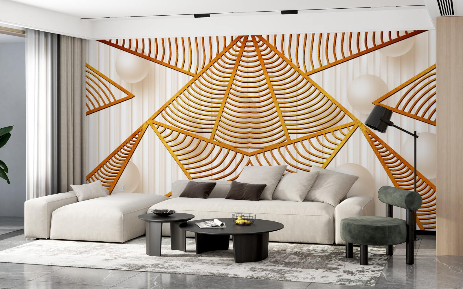 Fototapeten Goldenes Muster im geometrischen Stil