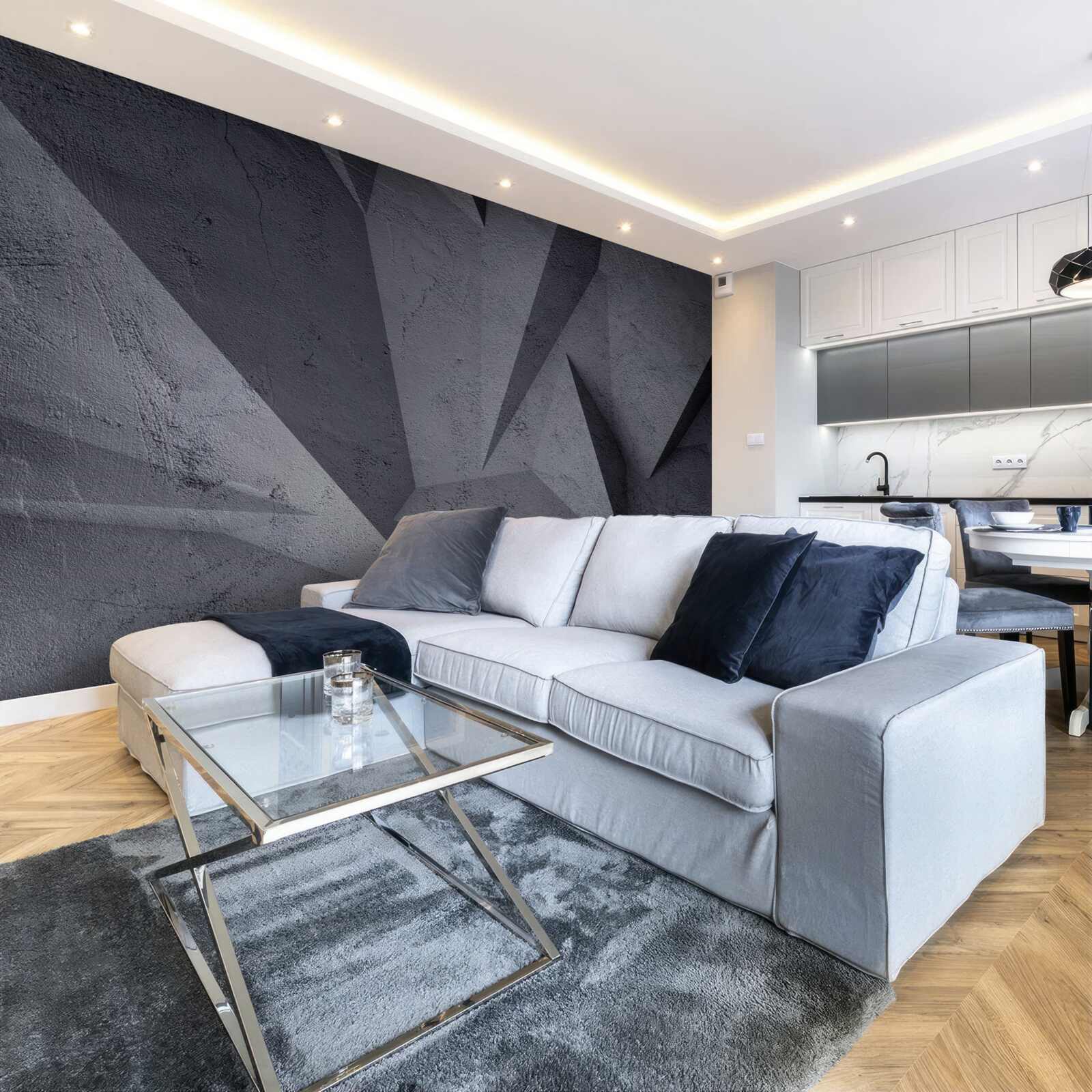 Fototapeten Schwarze Geometrie im 3D -Raum