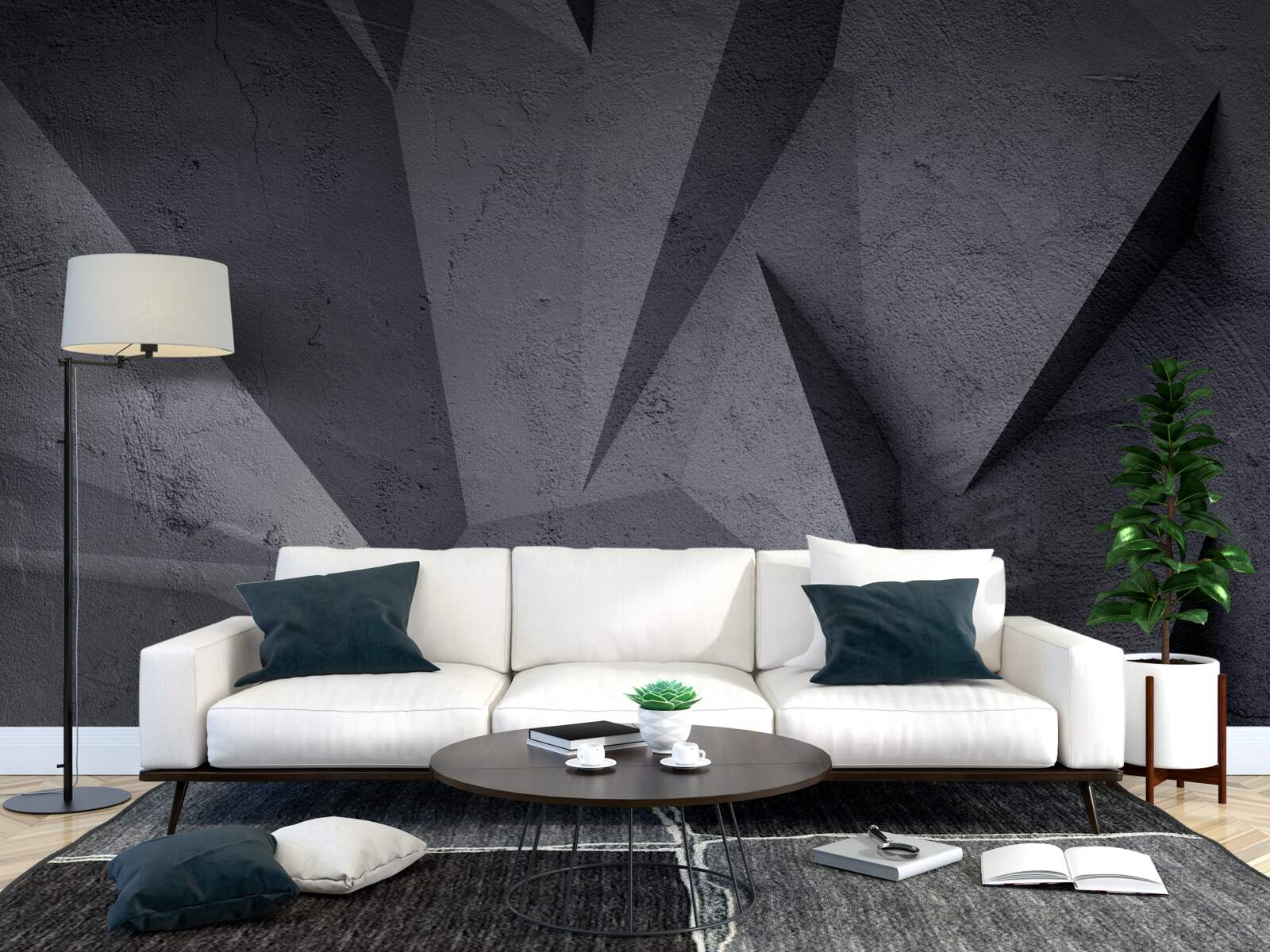 Fototapeten Schwarze Geometrie im 3D -Raum