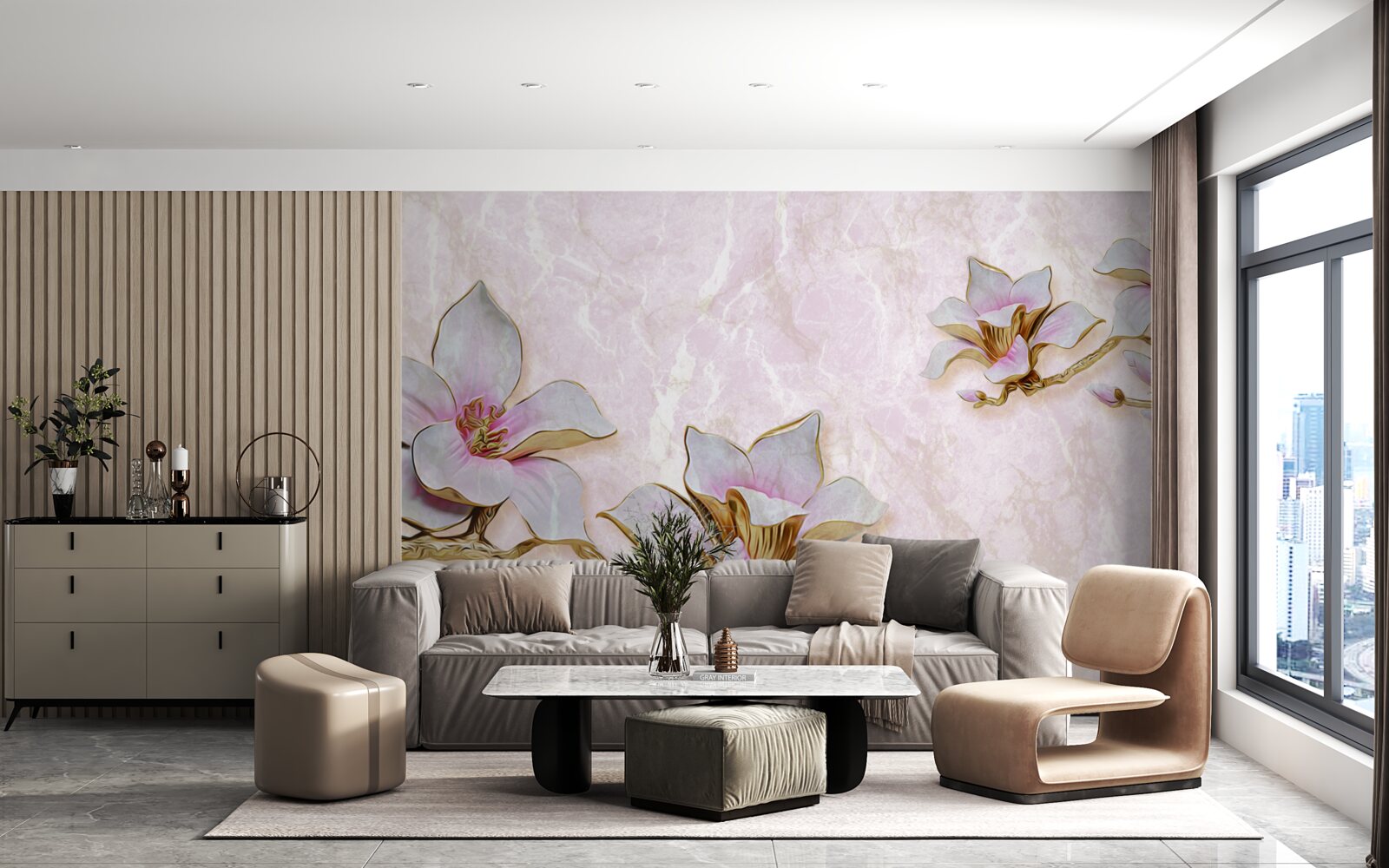 Fototapeten Schnee -White -Magnolienzweige auf zartem Hintergrund