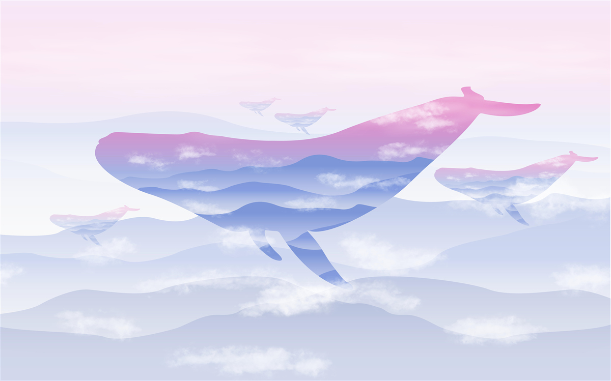 Fototapeten Walgleiten zwischen Wolken