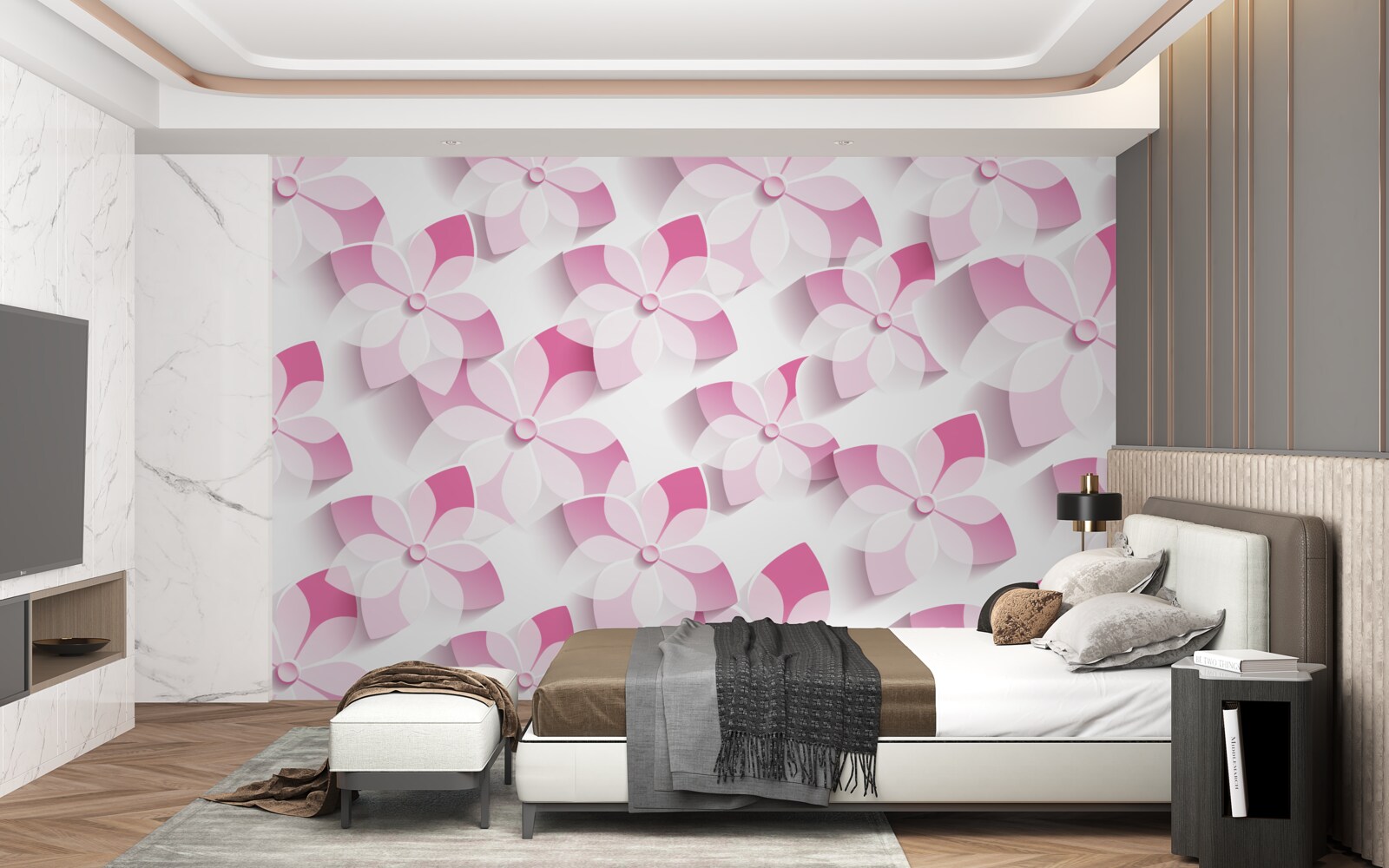 Fototapeten Hintergrund in rosa Blumentönen