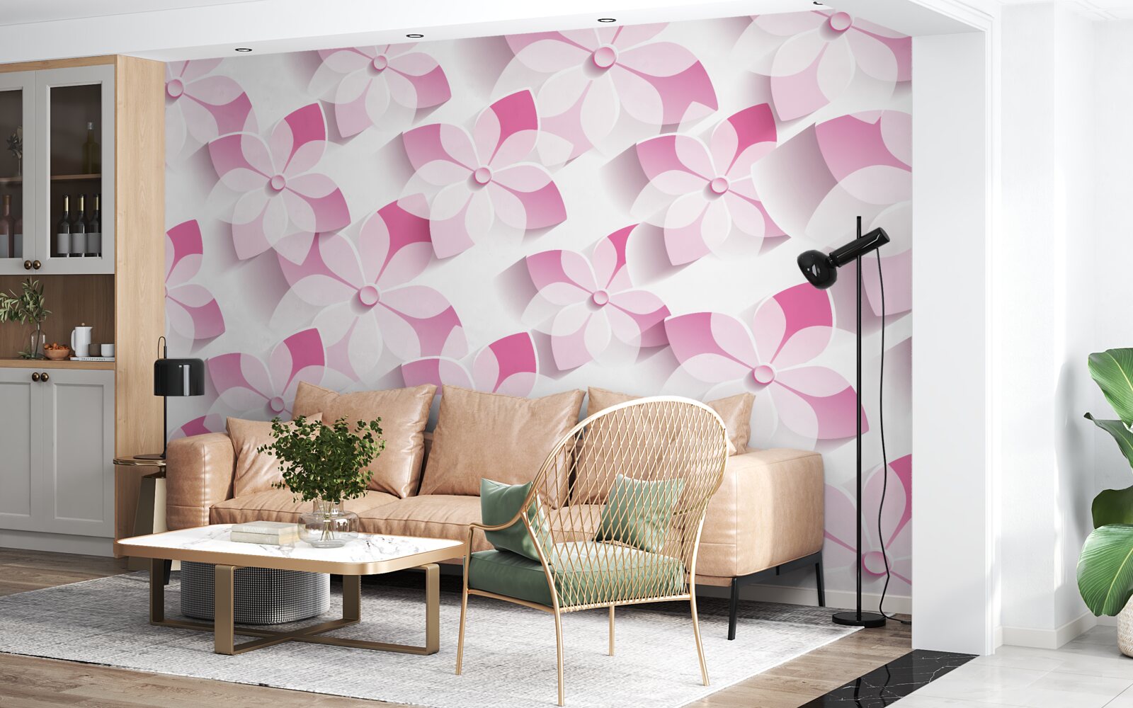 Fototapeten Hintergrund in rosa Blumentönen