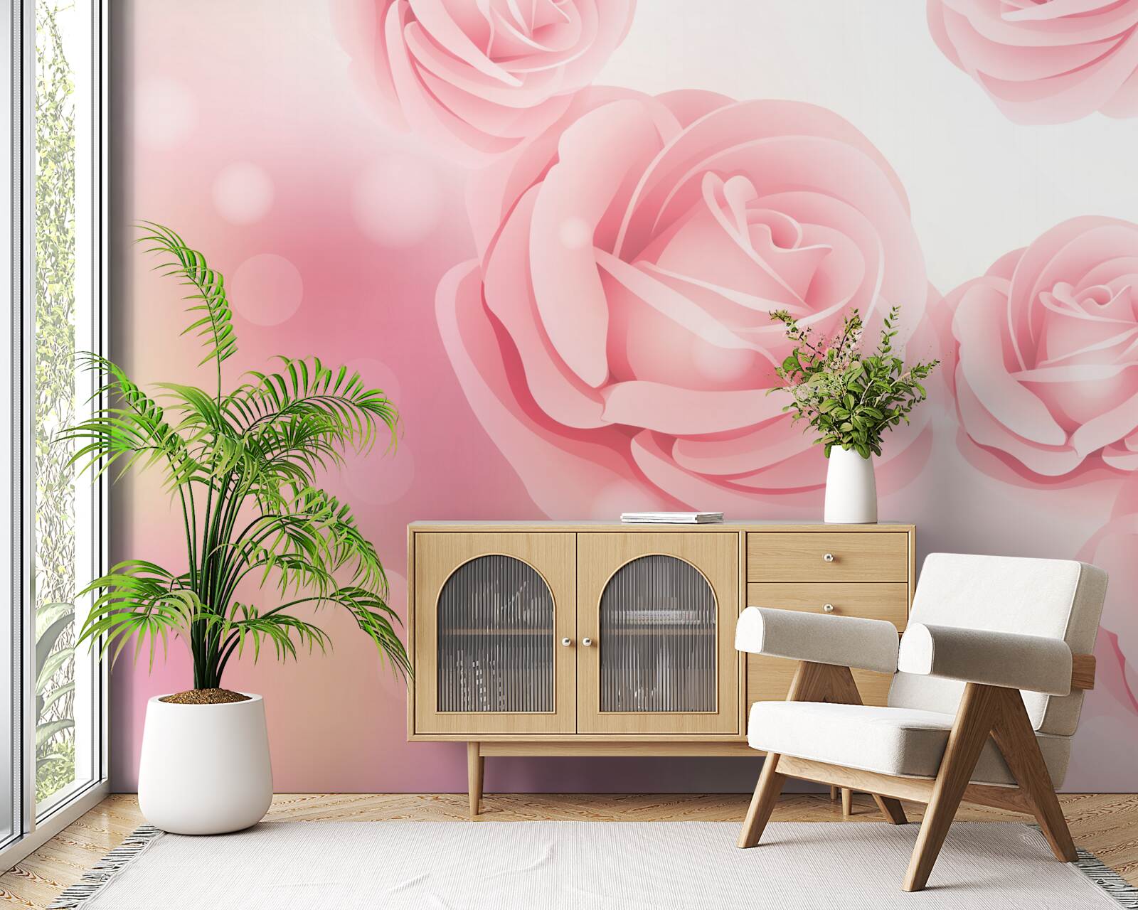 Fototapeten Rose weiche Blumen in einem rosa Farbton