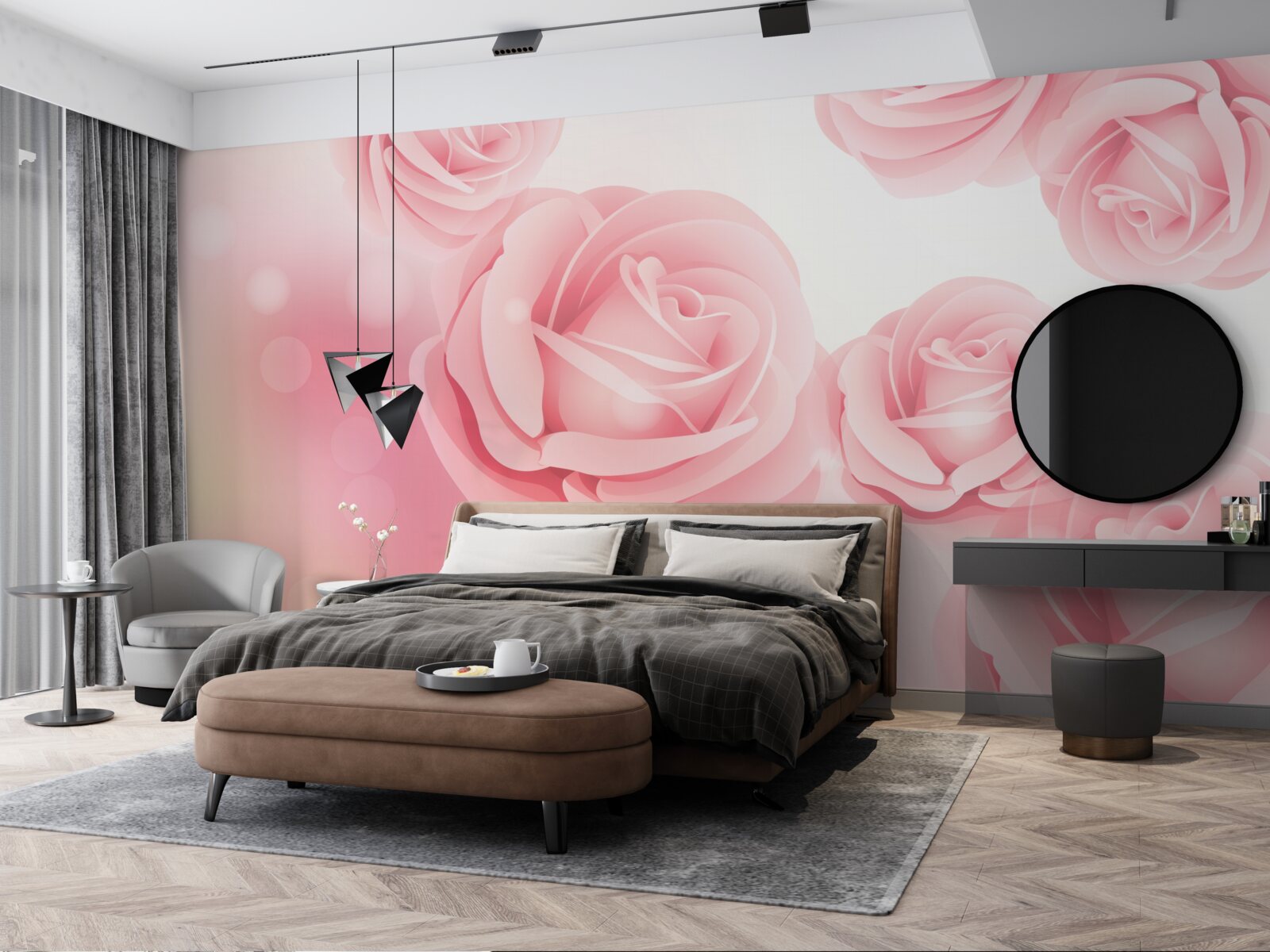 Fototapeten Rose weiche Blumen in einem rosa Farbton
