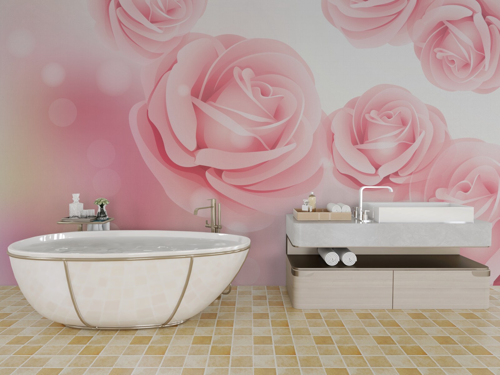 Fototapeten Rose weiche Blumen in einem rosa Farbton