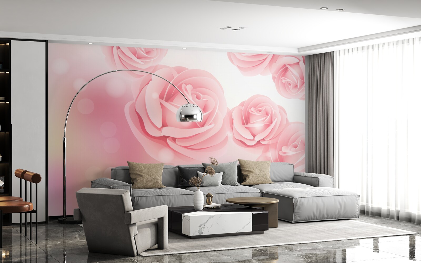 Fototapeten Rose weiche Blumen in einem rosa Farbton
