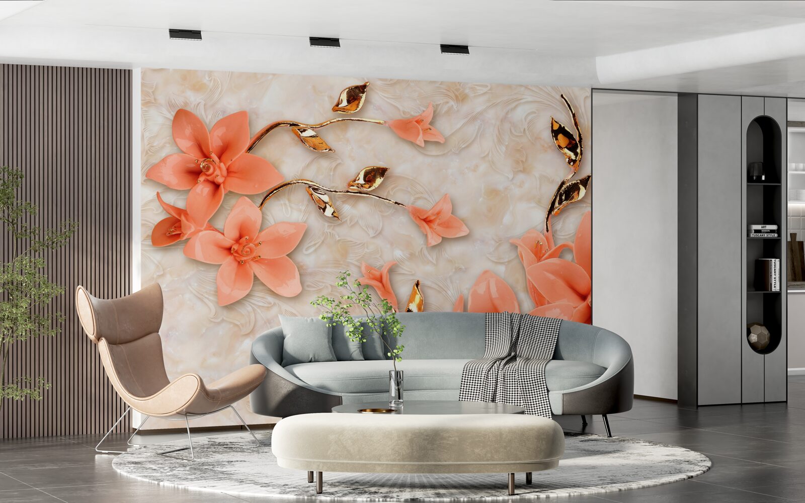 Fototapeten Magnolien blühen mit Pfirsichtönen