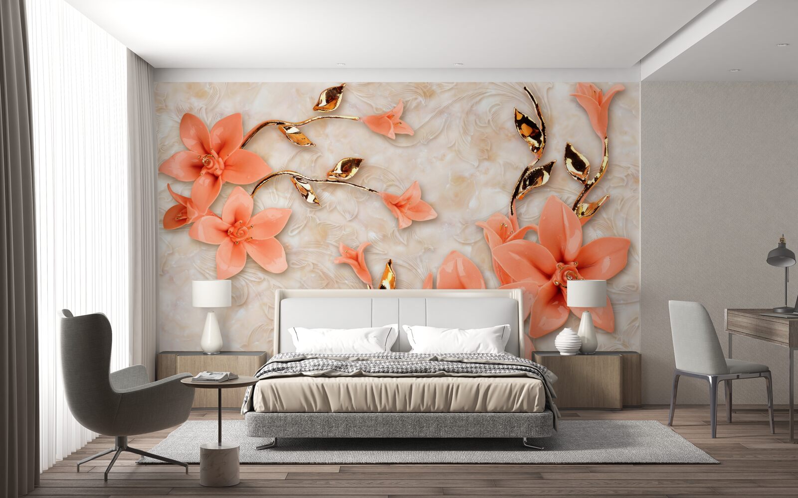 Fototapeten Magnolien blühen mit Pfirsichtönen