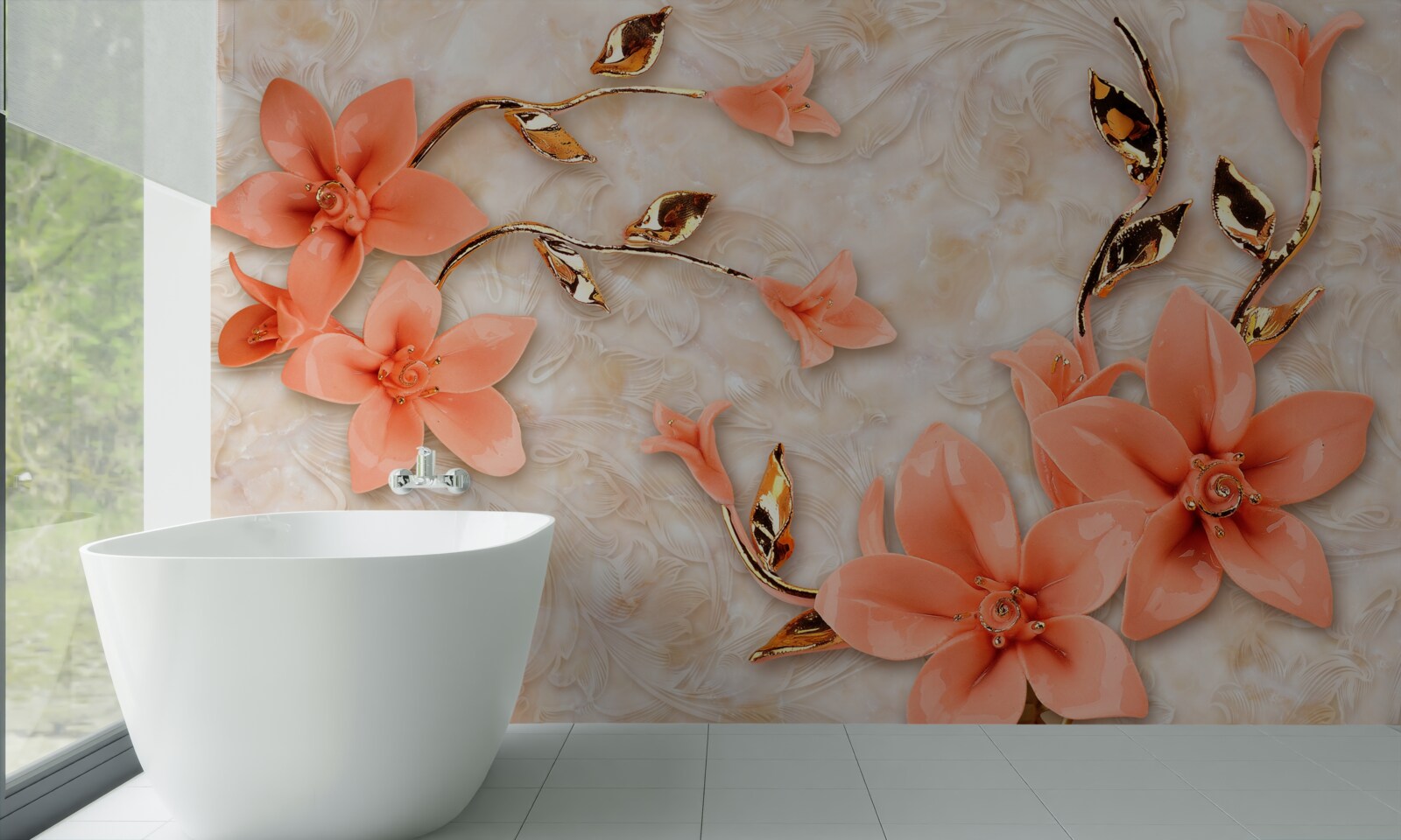 Fototapeten Magnolien blühen mit Pfirsichtönen