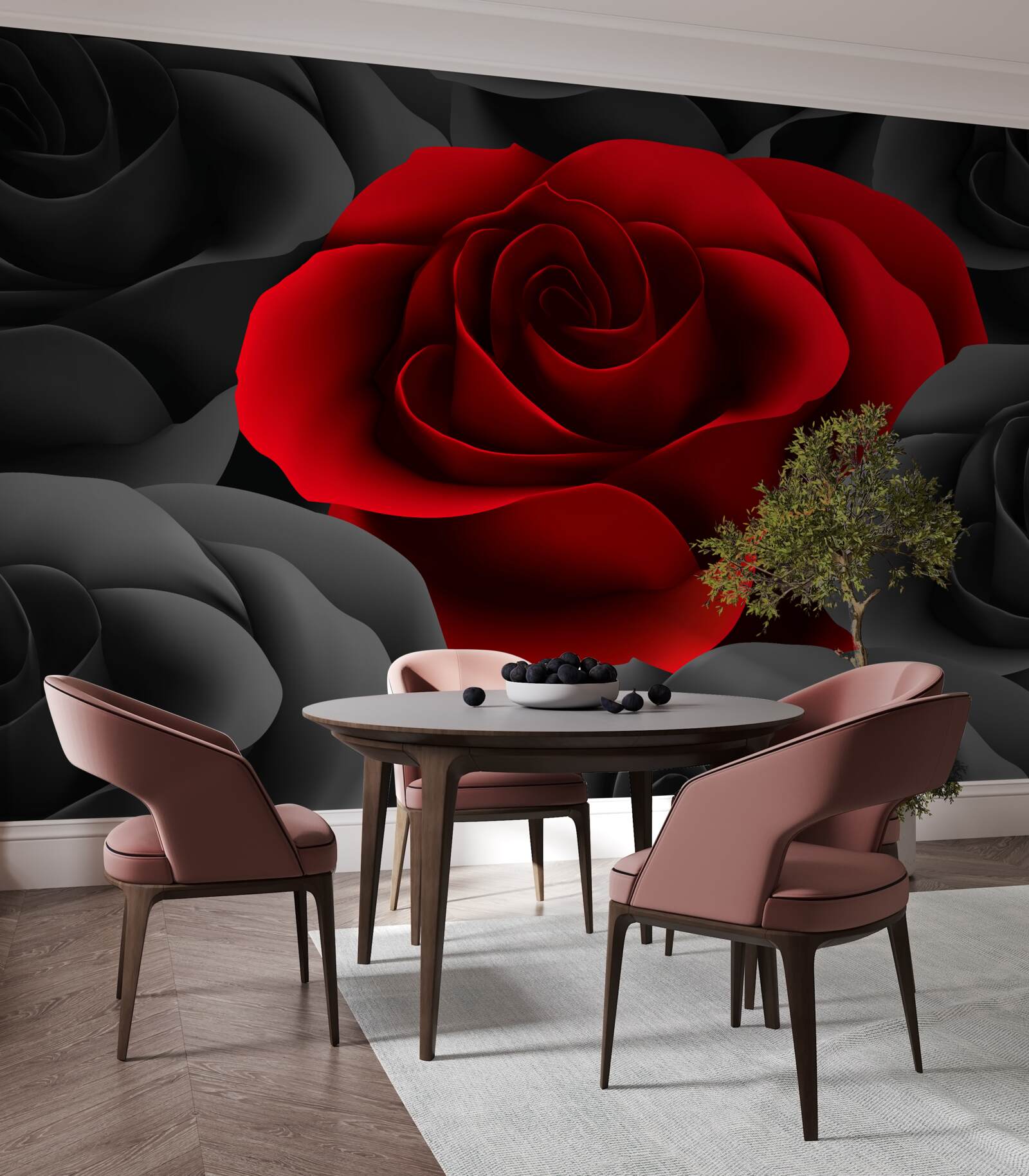Fototapeten Farbenfrohe Blume unter den langweiligen