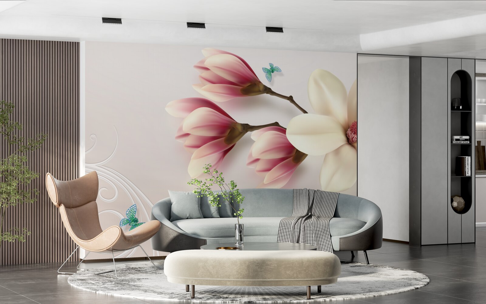 Fototapeten Weiße Magnolie in voller Blüte