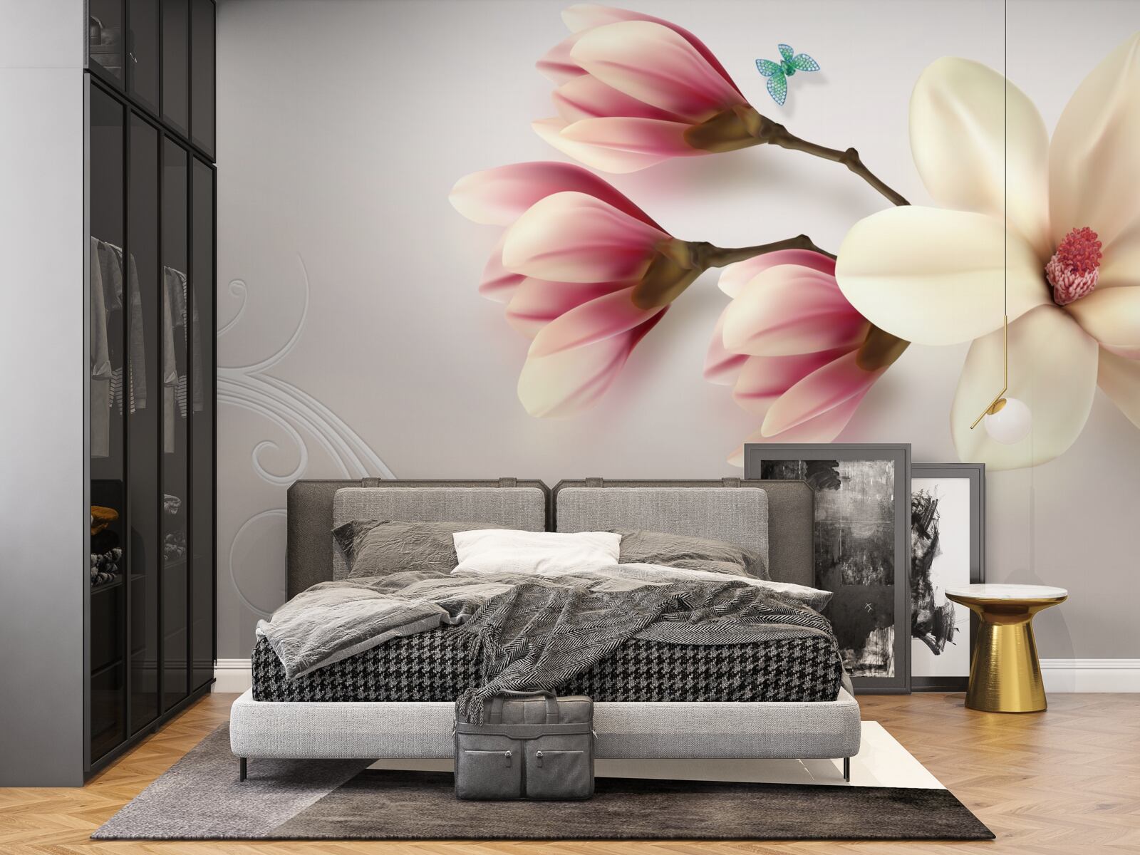 Fototapeten Weiße Magnolie in voller Blüte