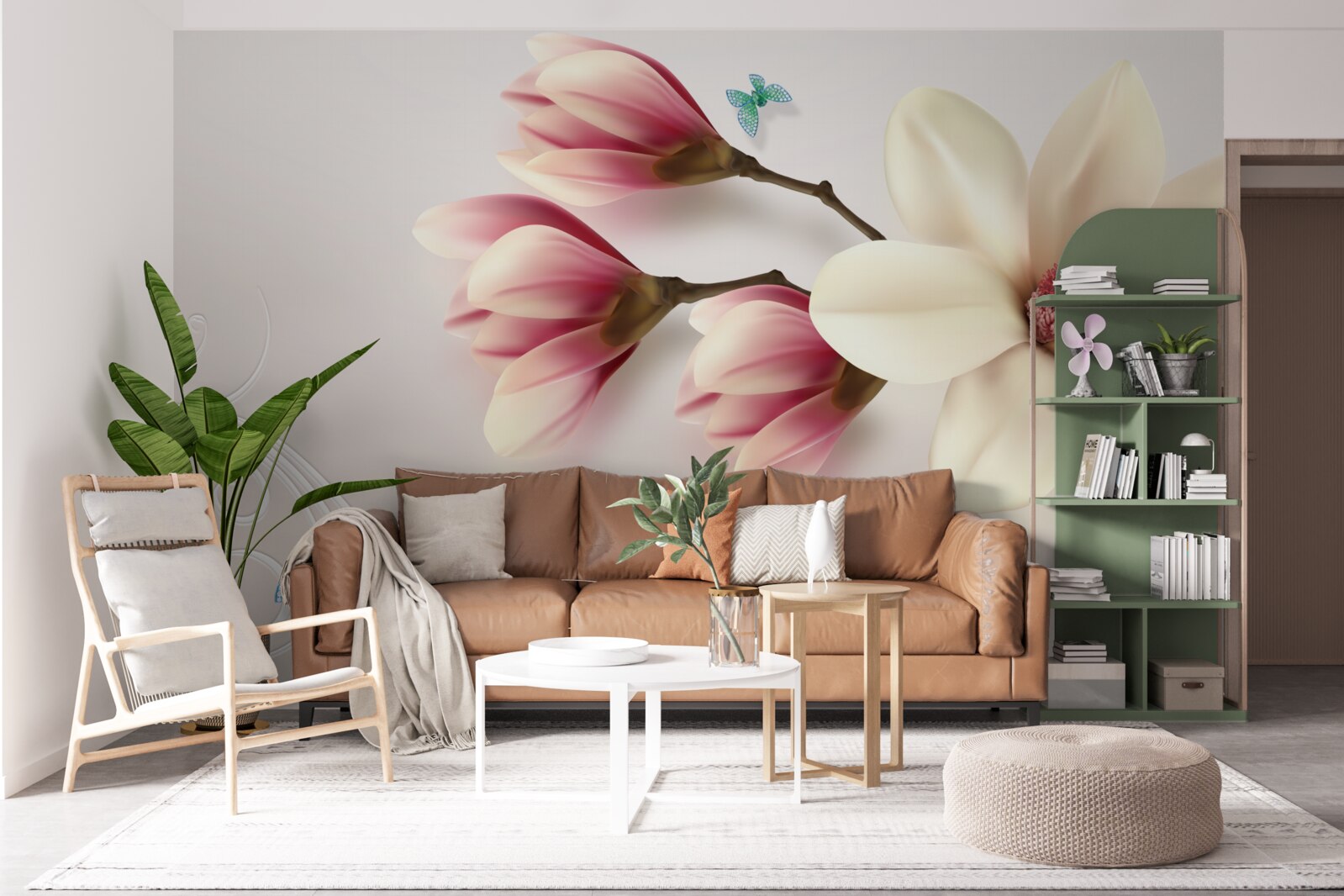 Fototapeten Weiße Magnolie in voller Blüte