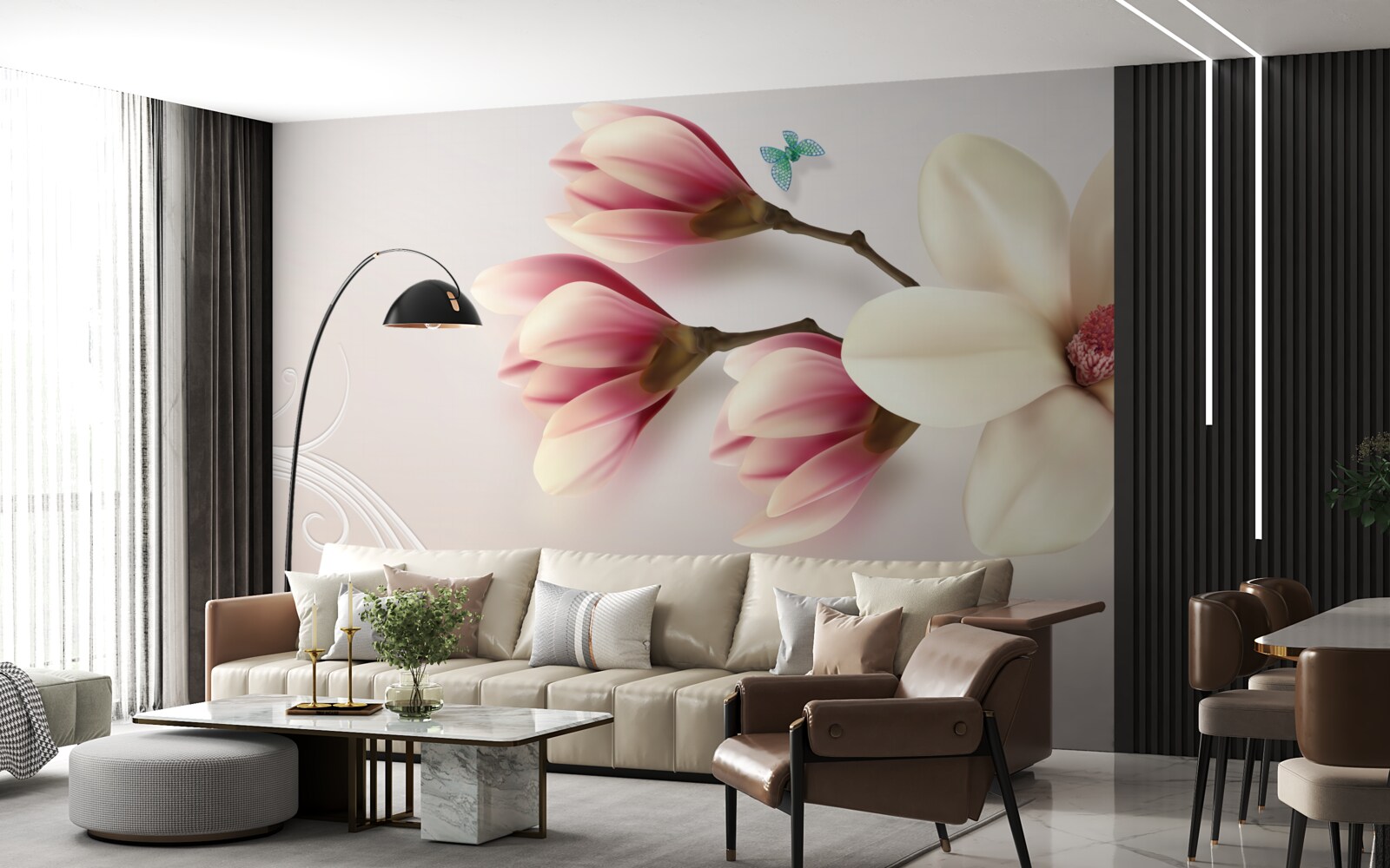 Fototapeten Weiße Magnolie in voller Blüte