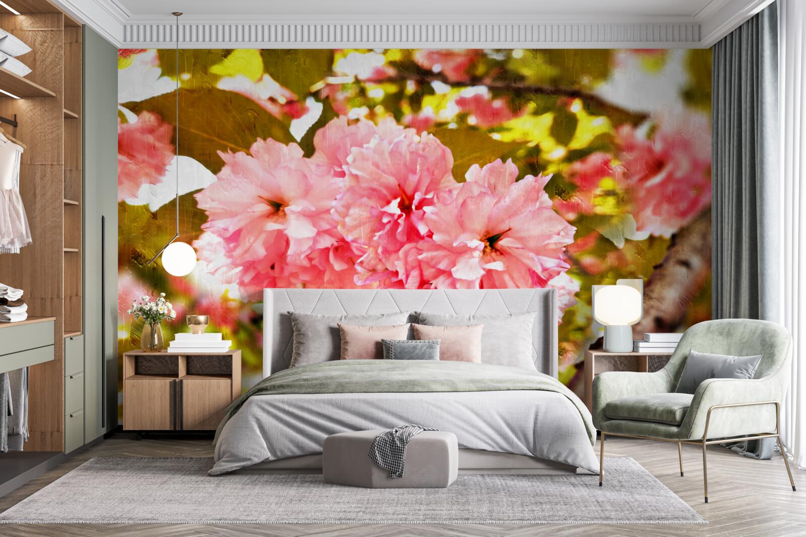 Fototapeten Kanzan Sakura in voller Blüte