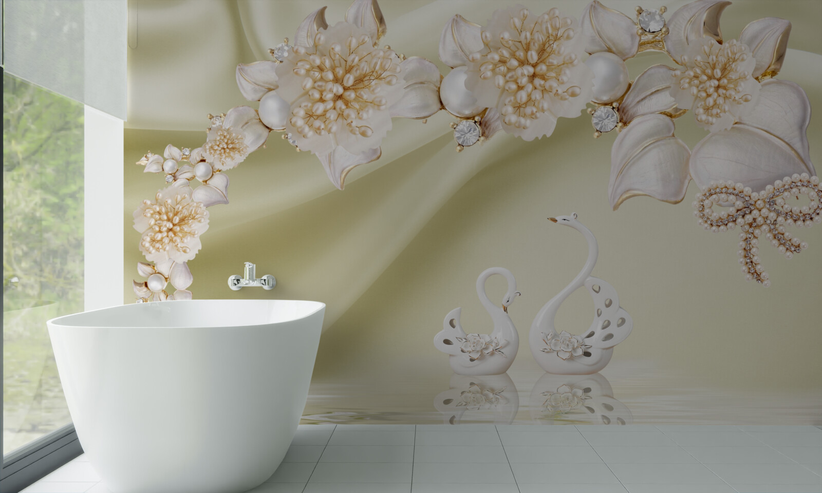 Fototapeten Knospen, die mit Gold und Perlenblüte verziert sind