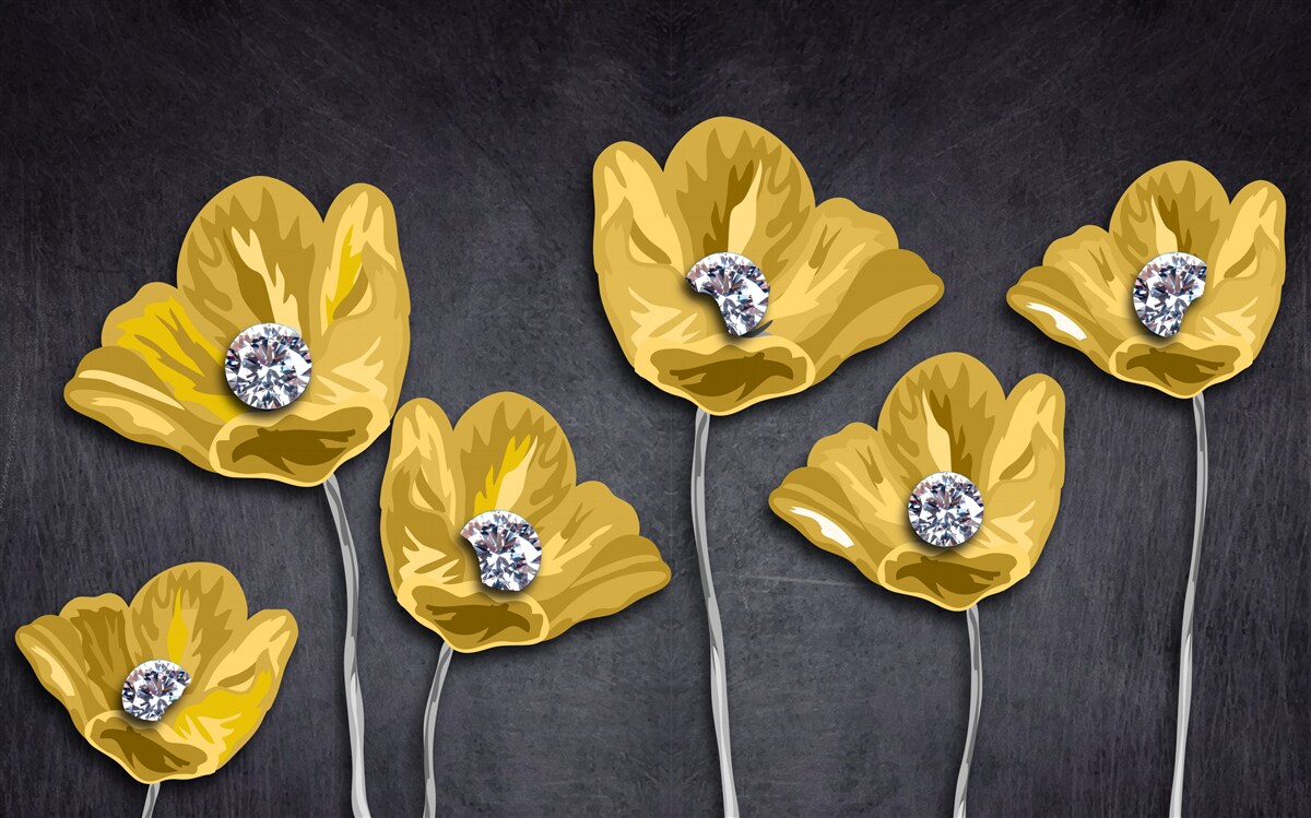 Fototapeten Gelbe Tulpen auf grauem Hintergrund