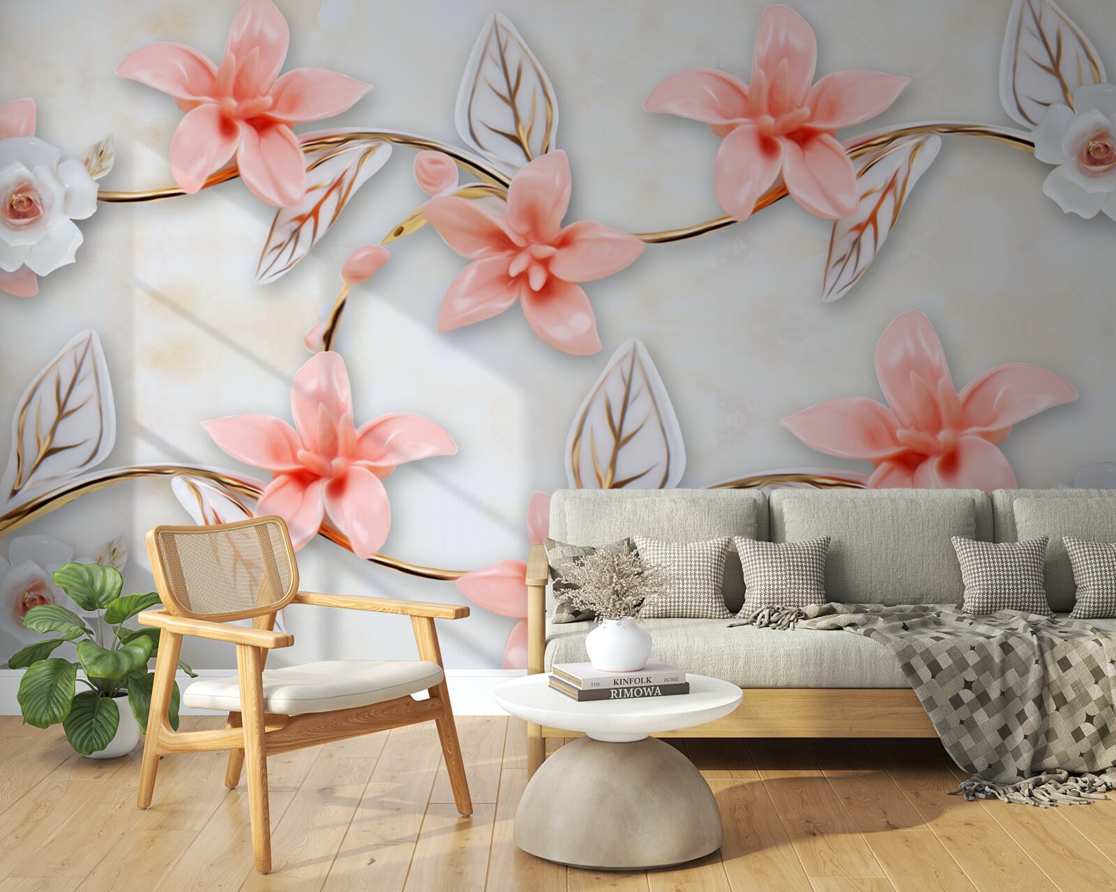 Fototapeten Rosa Magnolien an Zweigen