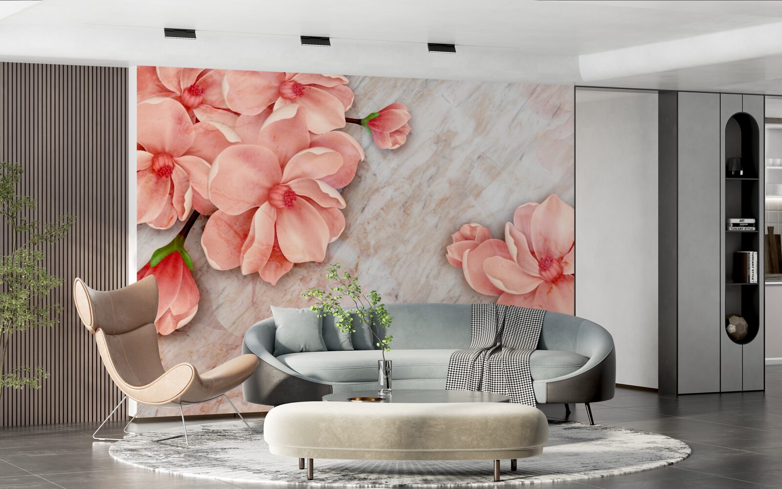 Fototapeten Magnolie mit rosa Blumen