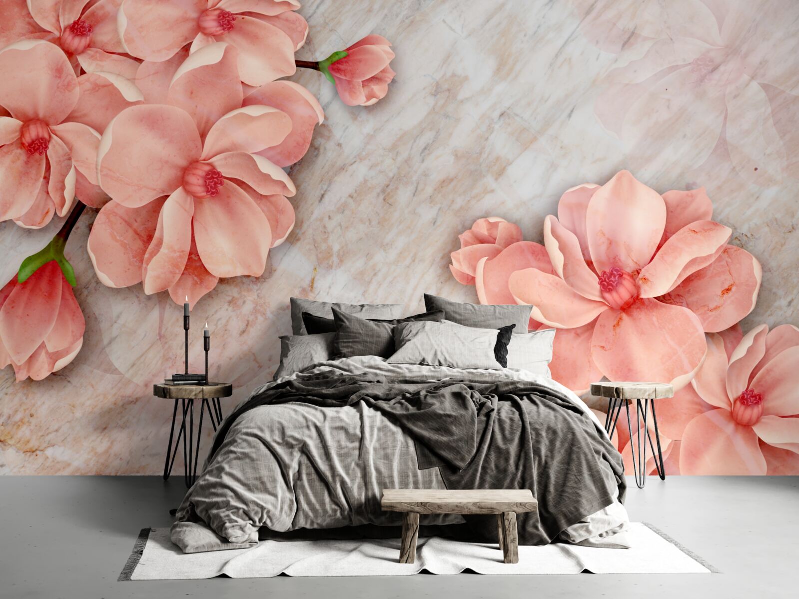 Fototapeten Magnolie mit rosa Blumen