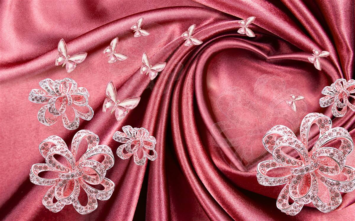 Fototapeten Blumenschmuck auf Seide gelegt