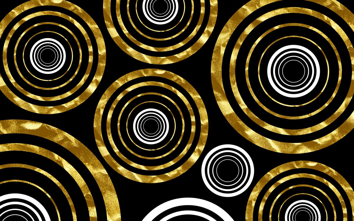 Fototapeten Ringe aus Gold mit einem weißen Zentrum