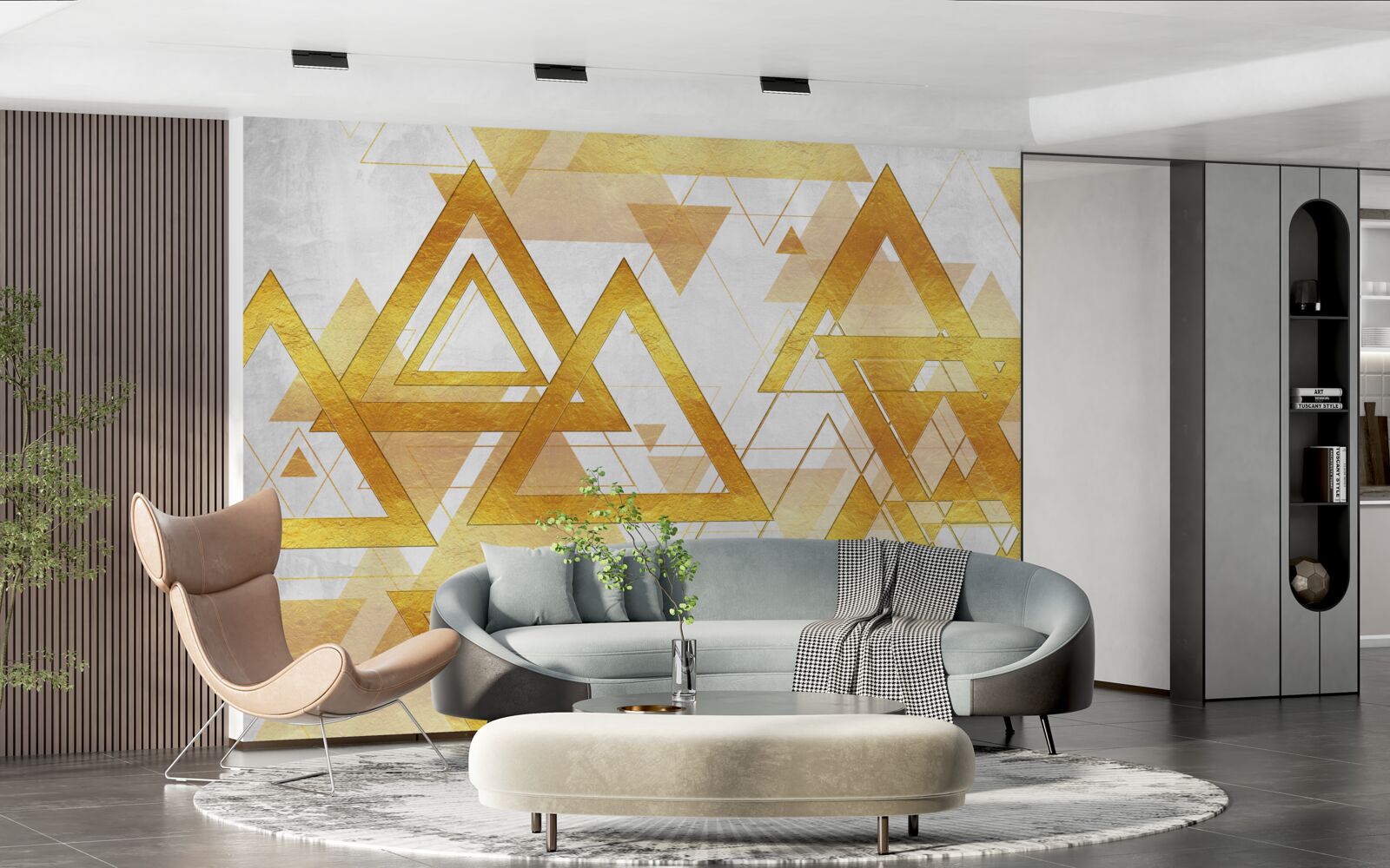 Fototapeten Viele goldene Dreiecke