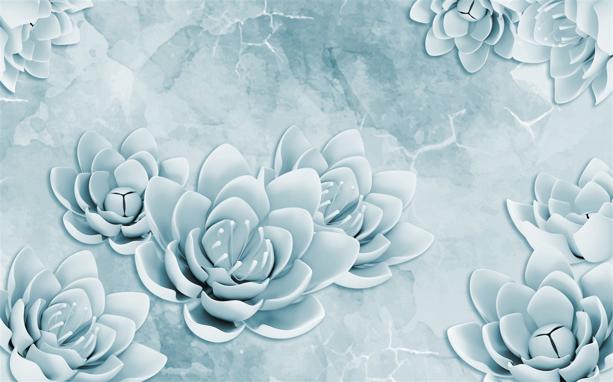 Fototapeten Blumen mit einem zarten blauen Farbton
