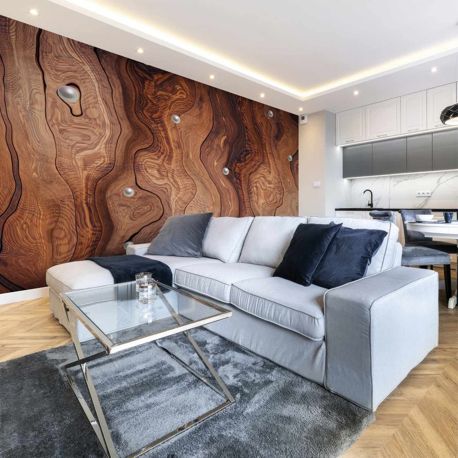 Fototapeten Strukturiertes Holz und Perlen