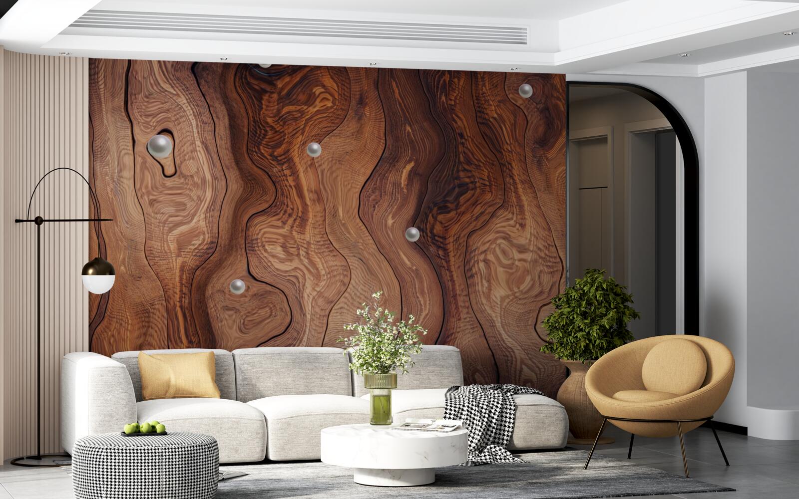 Fototapeten Strukturiertes Holz und Perlen