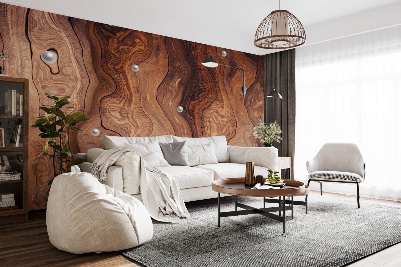 Fototapeten Strukturiertes Holz und Perlen