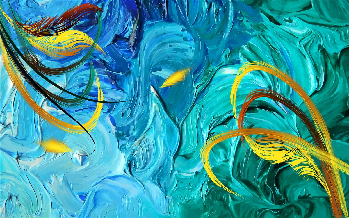 Fototapeten Blaue Gouache -Farbstoffe mit verschiedenen Farbtönen