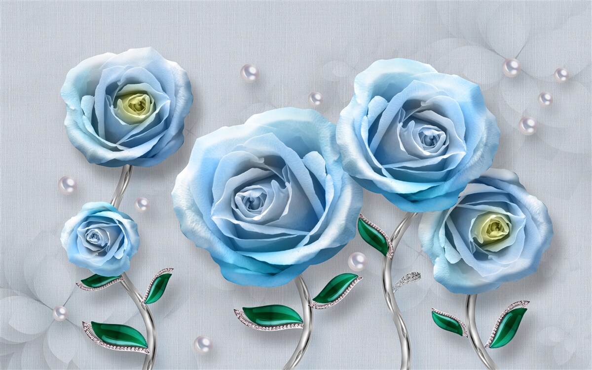 Fototapeten ein Satz blauer Rosen