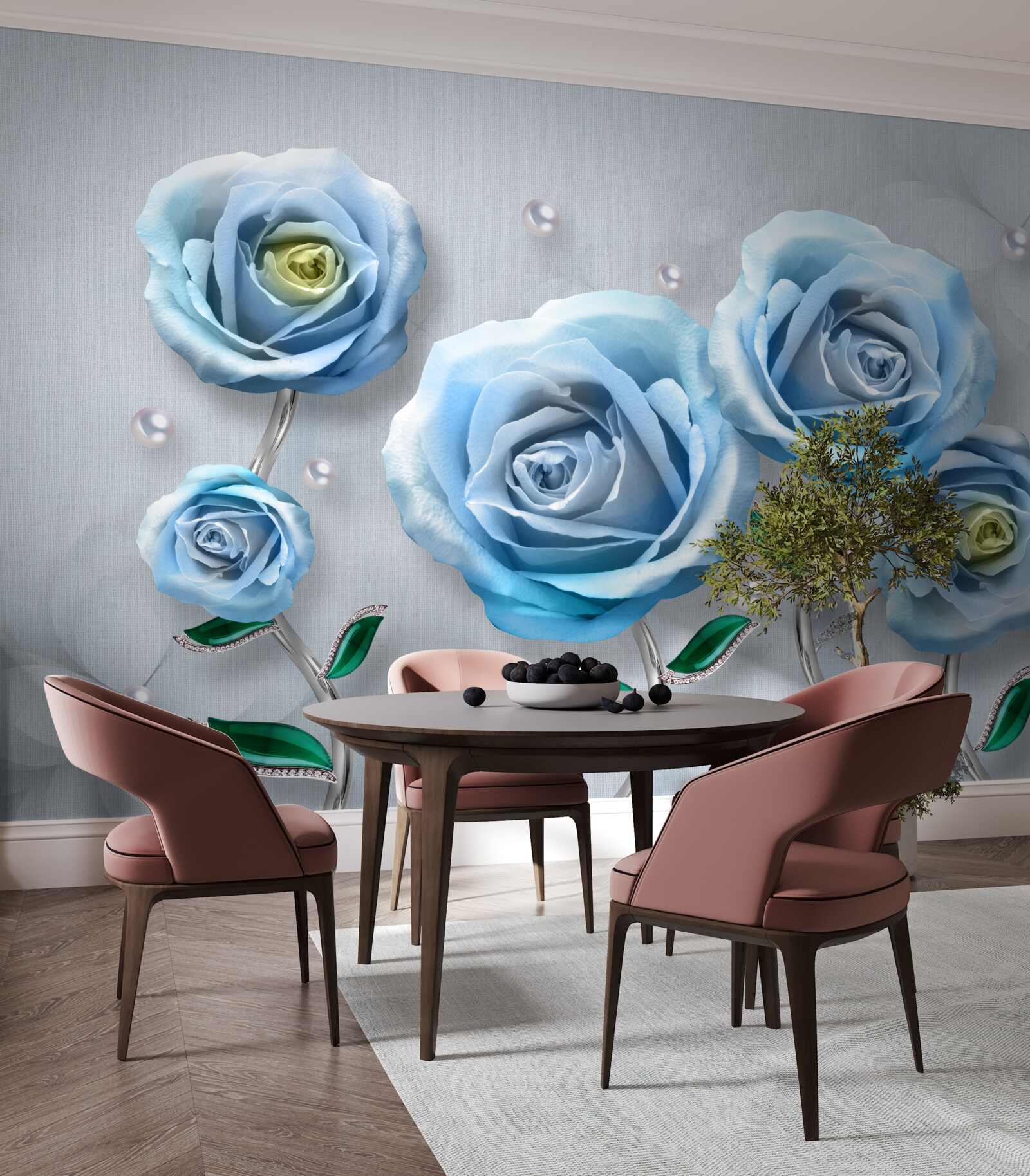 Fototapeten ein Satz blauer Rosen