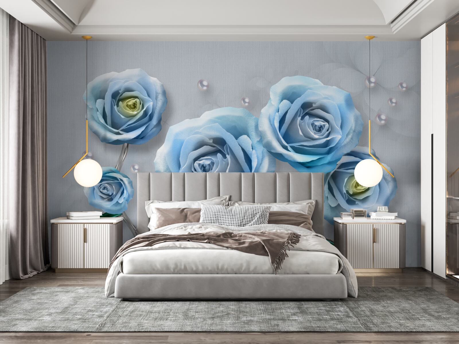 Fototapeten ein Satz blauer Rosen