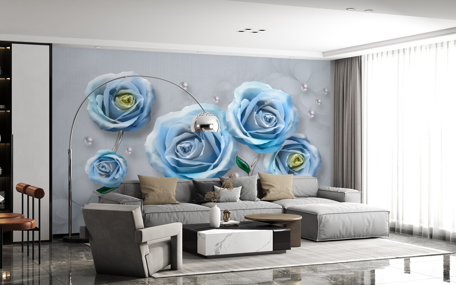 Fototapeten ein Satz blauer Rosen