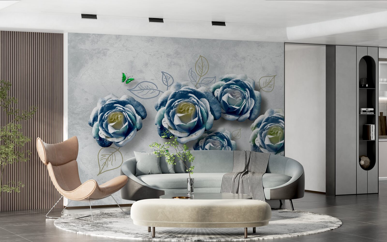 Fototapeten Rosen mit ungewöhnlicher blau -weißer Farbe