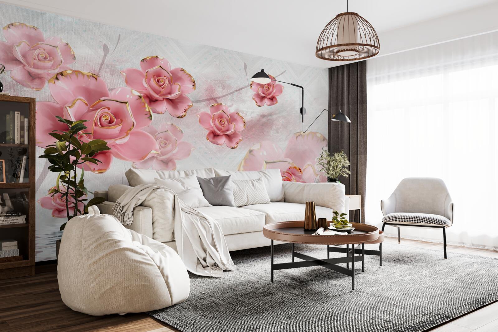 Fototapeten Rosen mit rosa goldenen Kanten