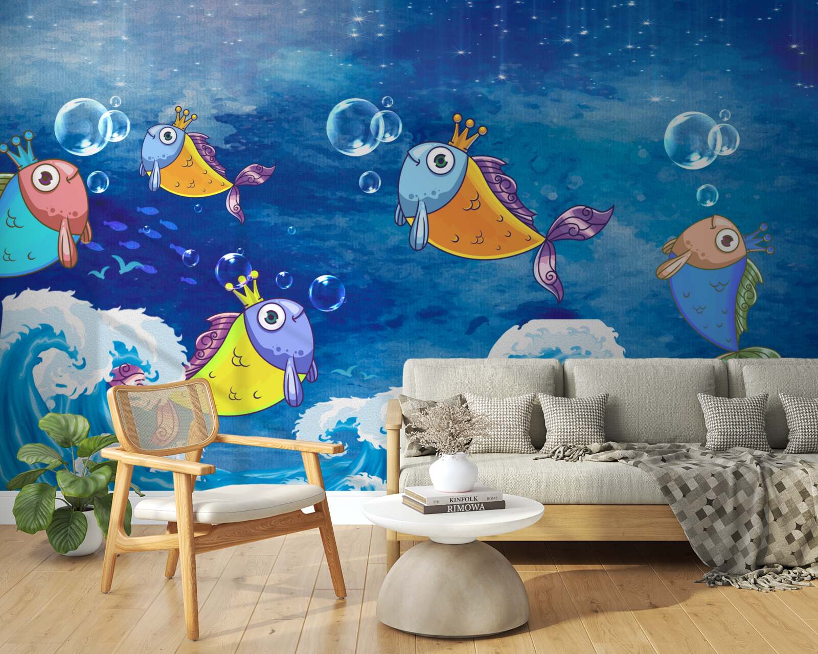 Fototapeten Animierte Fische mit königlichen Tiaras