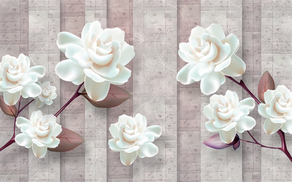 Fototapeten Blumen weißer als Schnee an Zweigen