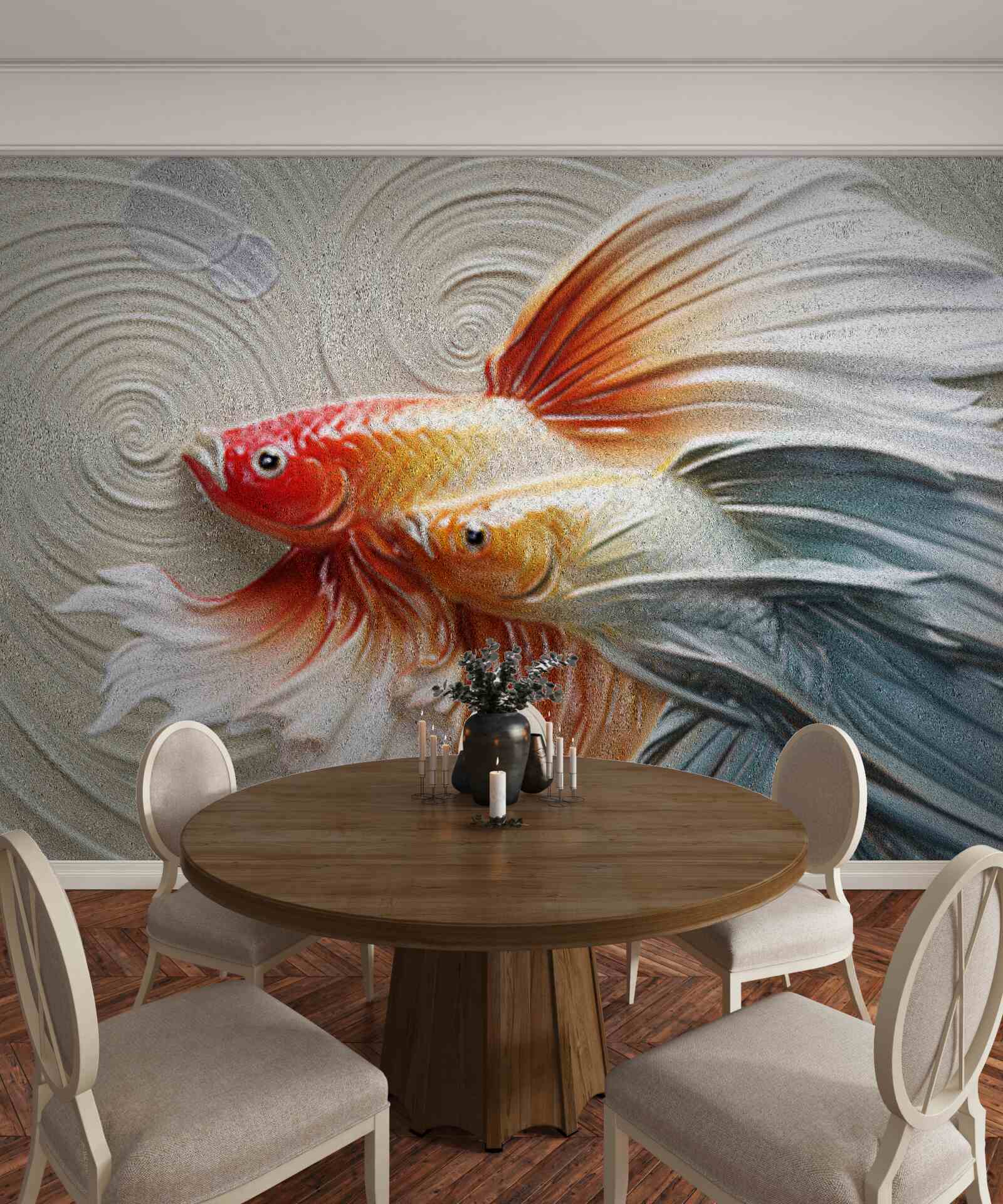 Fototapeten Zwei farbenfrohe Fische mit Flossen