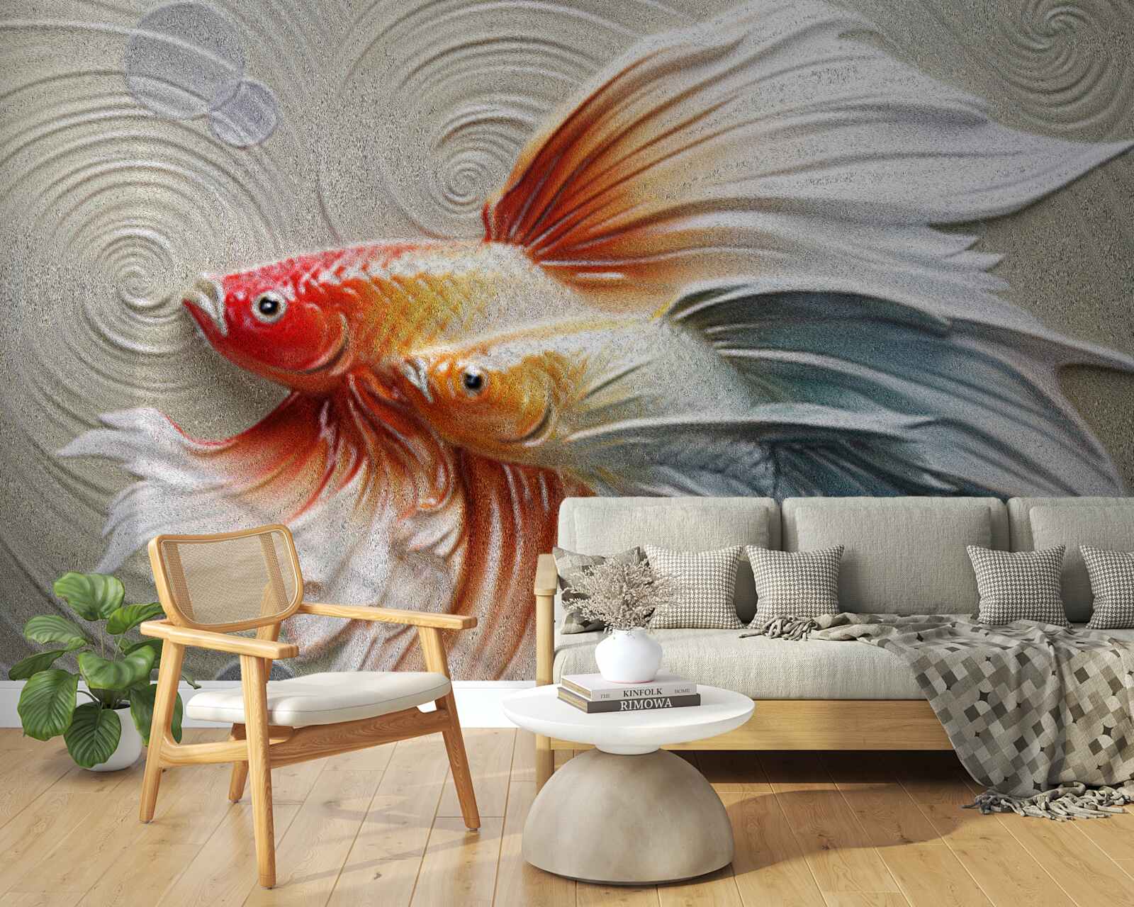 Fototapeten Zwei farbenfrohe Fische mit Flossen